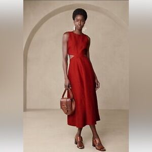 Banana Republic red linen cut out dress - size 0